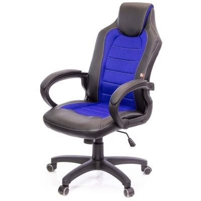 Кресло геймерское АКЛАС Астон PL TILT подростковое (Черный PU/Синий)