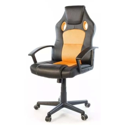 Кресло геймерское АКЛАС Анхель NEW PL TILT подростковое (Черный PU/Оранжевый)