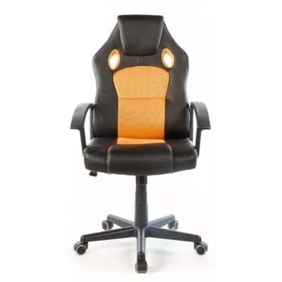 Кресло геймерское АКЛАС Анхель NEW PL TILT подростковое (Черный PU/Оранжевый)