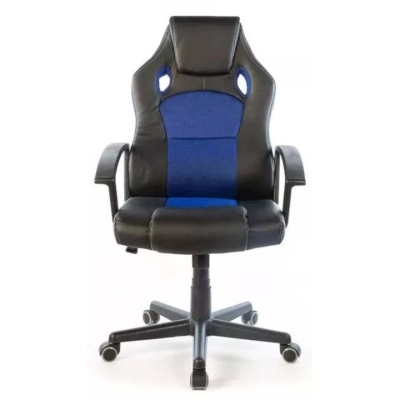 Кресло геймерское АКЛАС Анхель NEW PL TILT подростковое (Черный PU/Синий)