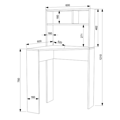 Комп'ютерний стіл FLASHNIKA LEGA 69 (600мм x 600мм x 1210мм)