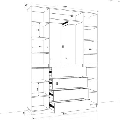 Шафа розпашна FLASHNIKA HOLD №18d (1600мм x 380мм x 2200мм)