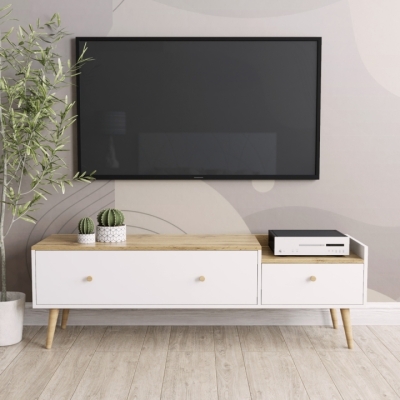 Купить Тумба TV Art in Head скандинавская Asgard 1530x495x400 Белый бриллиант/Дуб крафт золотой (AG08011200000). Фото 2
