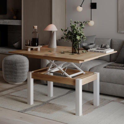 Стол-трансформер Art In Head B-Fly 900x510x600 Дуб крафт золотой/Белые ноги (TB09121200110)