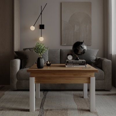 Стол-трансформер Art In Head B-Fly 900x510x600 Дуб крафт золотой/Белые ноги (TB09121200110)