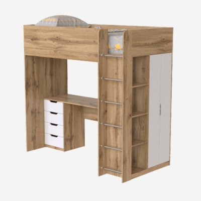 Кровать-чердак детская Art in Head Binky ДЮС33 1932x1800x1000 Дуб крафт золотой и Белый супермат (МДФ) (BK03120020000)