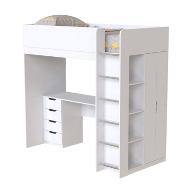 Кровать-чердак детская Art in Head Binky ДЮС33 1932x1800x1000 Белый бриллиант и Белый супермат (МДФ) (BK03010020000)