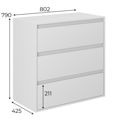 Комод Art in Head 3 Light 790x800x420 Белый бриллиант (LT01010000000)