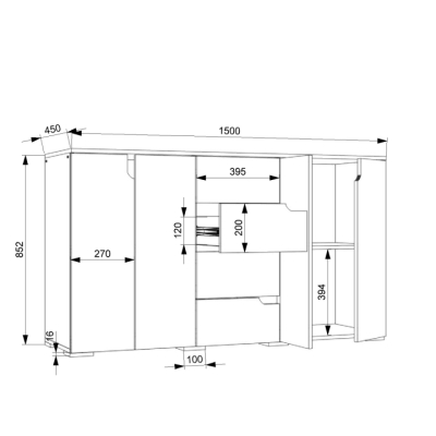 Комод FLASHNIKA Trend 1500 (1500мм x 450мм x 852мм)
