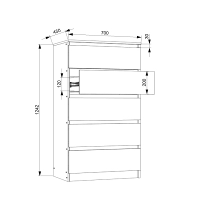 Комод FLASHNIKA Fantasy 5/700 (700мм x 450мм x 1242мм)