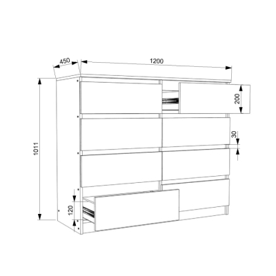 Комод FLASHNIKA Fantasy 8/1200 (1200мм x 450мм x 1011мм)