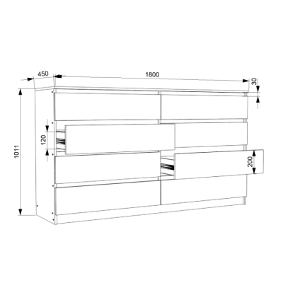 Комод FLASHNIKA Fantasy 8/1800 (1800мм x 450мм x 1011мм)