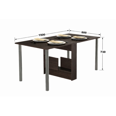  Кухонный стол-книжка "Праздничный" Дуб Венге (1500x800x730) Гамма стиль 