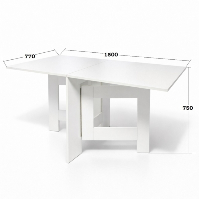  Кухонный стол-книжка "Слим" Белый (1500x770x750) Гамма стиль 