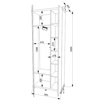 Передпокій Лофт FLASHNIKA ПЛ-20 (900мм x 450мм x 2000мм)