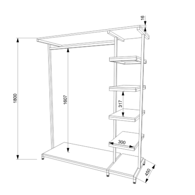 Передпокій Лофт FLASHNIKA ПЛ-22 (900мм x 450мм x 1800мм)