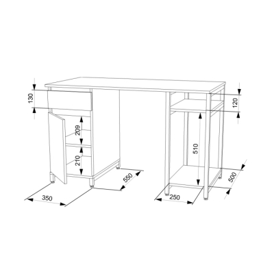 Стіл комп'ютерний ЛОФТ FLASHNIKA СКЛ-5 (1500мм x 550мм x 750мм)