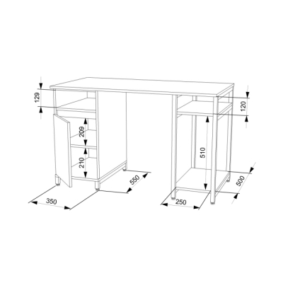 Стіл комп'ютерний ЛОФТ FLASHNIKA СКЛ-4 (1600мм x 550мм x 750мм)