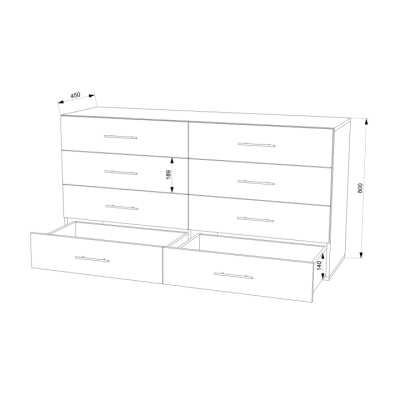 Комод FLASHNIKA 21 (ДСП) (1300мм x 450мм x 800мм)