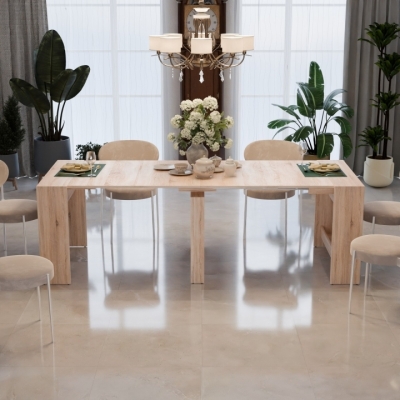 Обеденный раздвижной стол для кухни Неман ПИТОН Лайт Дуб Сонома