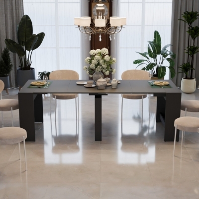 Обеденный раздвижной стол для кухни Неман ПИТОН Лайт Антрацит