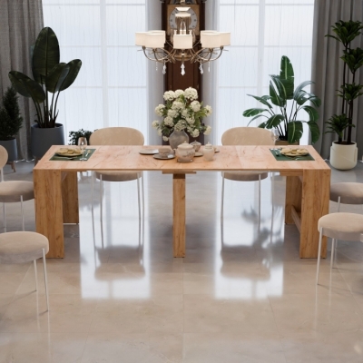 Обеденный раздвижной стол для кухни Неман ПИТОН Лайт Дуб крафт золотой