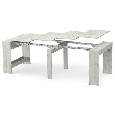 Обеденный раздвижной стол для кухни Неман ПИТОН Лайт Дуб крафт белый