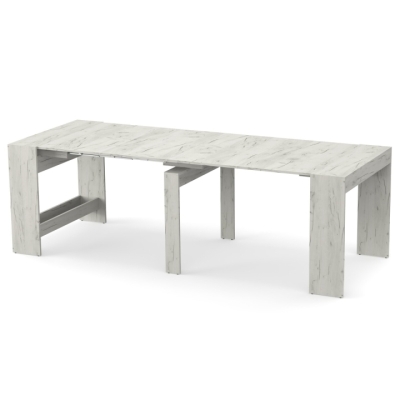 Обеденный раздвижной стол для кухни Неман ПИТОН Лайт Дуб крафт белый