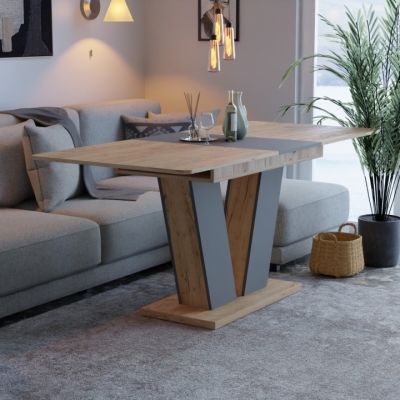 Стол раздвижной Неман ДЭН Дуб крафт золотой/Графит