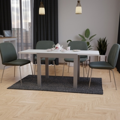Купить Стол обеденный раздвижной Неман КОРС Белый/Серый. Фото 4