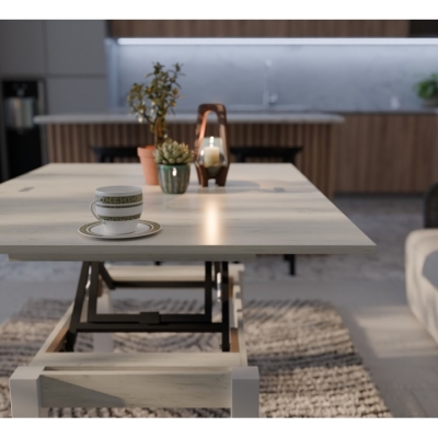 Стол-трансформер Неман БАТТЕРФЛАЙ Дуб крафт белый/Белый