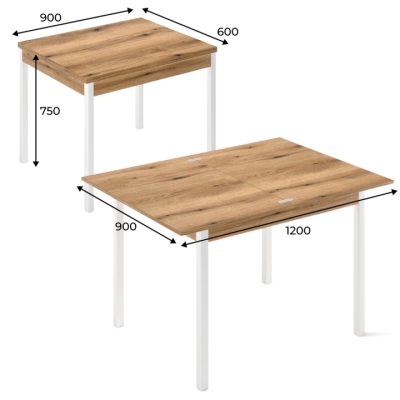 Стол-трансформер Art in Head Lunch 900x750x600 Дуб крафт золотой/Белый (TB19120000010)