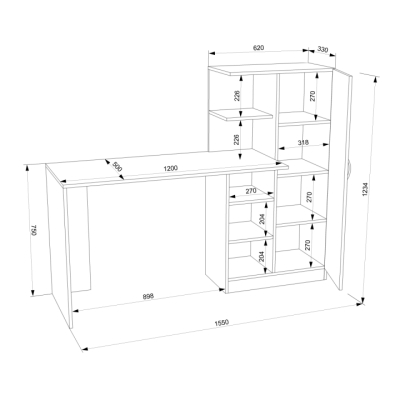 Комп'ютерний стіл FLASHNIKA LEGA 11 (Німфея/Трюфель) (1550мм x 500мм x 1234мм)