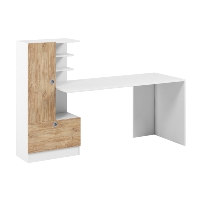 Письмовий стіл Крістер Білий/Дуб Канзас (C-201.1) 150x50x120 лівий