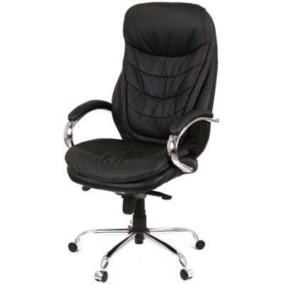 Кресло АКЛАС Валенсия Soft CH MB (Кожа LC-A Black/PU Black)