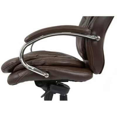 Кресло АКЛАС Валенсия Soft CH MB (Кожа LC-K Dark brown/PU Dark brown)