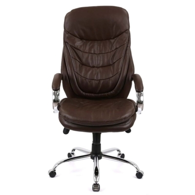 Кресло АКЛАС Валенсия Soft CH MB (Кожа LC-K Dark brown/PU Dark brown)