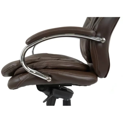 Кресло АКЛАС Валенсия Soft CH MB (Кожа LC-K Dark brown/PU Dark brown)