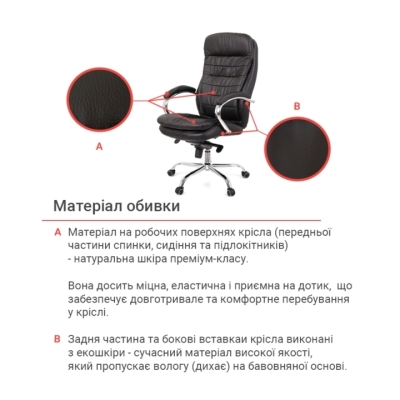 Кресло АКЛАС Валенсия MB XY-7340 (Кожа LC-A Black/PU Black)