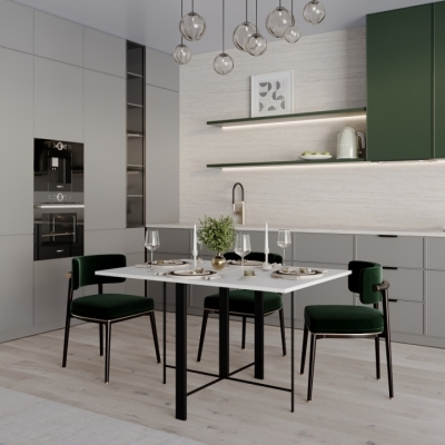 Стол-трансформер Art in Head Voody 1380x900x760 Белый диамант/Чёрные ноги (TB26010000030)