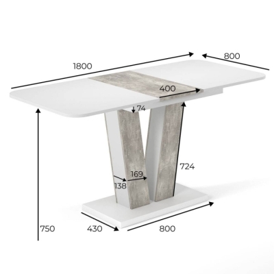 Стол-трансформер Art in Head Vendi 1400х750х800 Дуб Эвок/Графит Серый (TB25100700000)