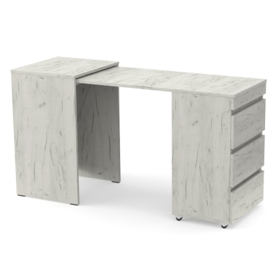 Раздвижной стол-тумба Неман БАРИ Дуб крафт белый