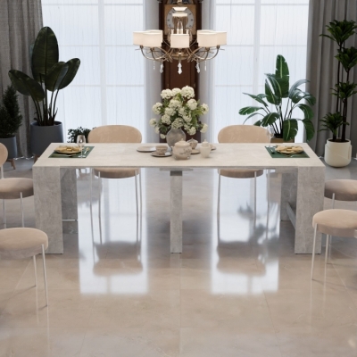 Обеденный раздвижной стол для кухни Неман ПИТОН Лайт Бетон