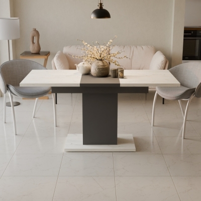 Стол раздвижной Неман ГРЕЙС Дуб крафт белый/Графит