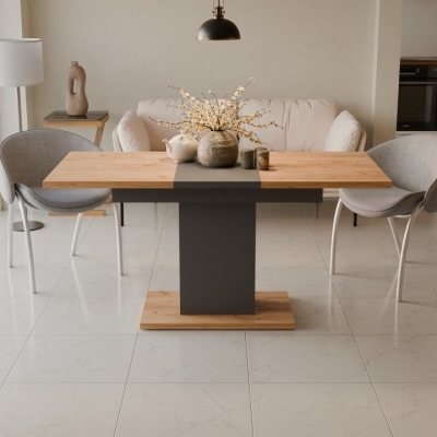 Стол раздвижной Неман ГРЕЙС Дуб крафт золотой/Графит