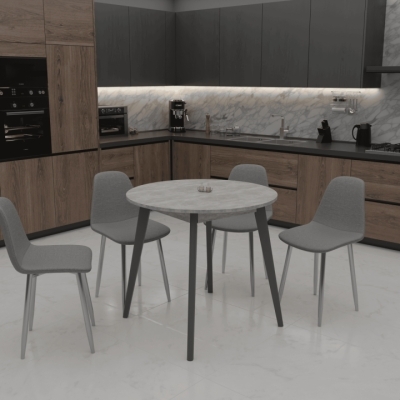 Стол обеденный Неман БОН 880х880 Бетон/Серый