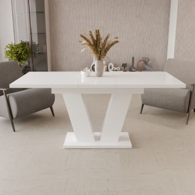 Обеденный раздвижной стол Неман РОЙ МДФ Белый глянец