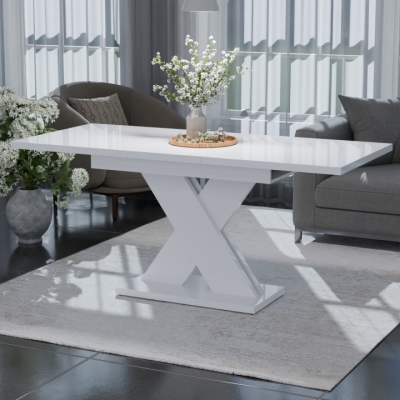 Обеденный раздвижной стол Неман ЛАМАР МДФ Белый глянец