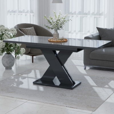 Обеденный раздвижной стол Неман ЛАМАР МДФ Серый глянец