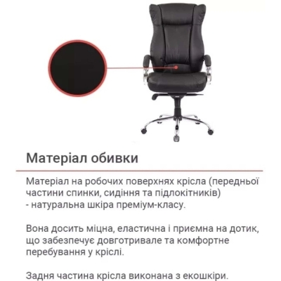 Кресло АКЛАС Бадалона CH MB (Кожа LC-A Black/PU Black)